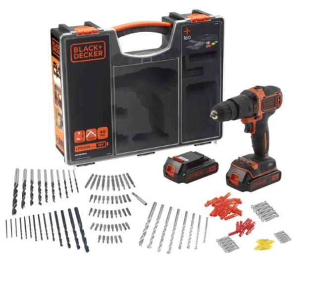 PROMO SET PERCEUSE 18V 2X1.5AH + COFFRET + 100ACC -ART.BCD700C2AMB-QW - BLACK&DECKER
